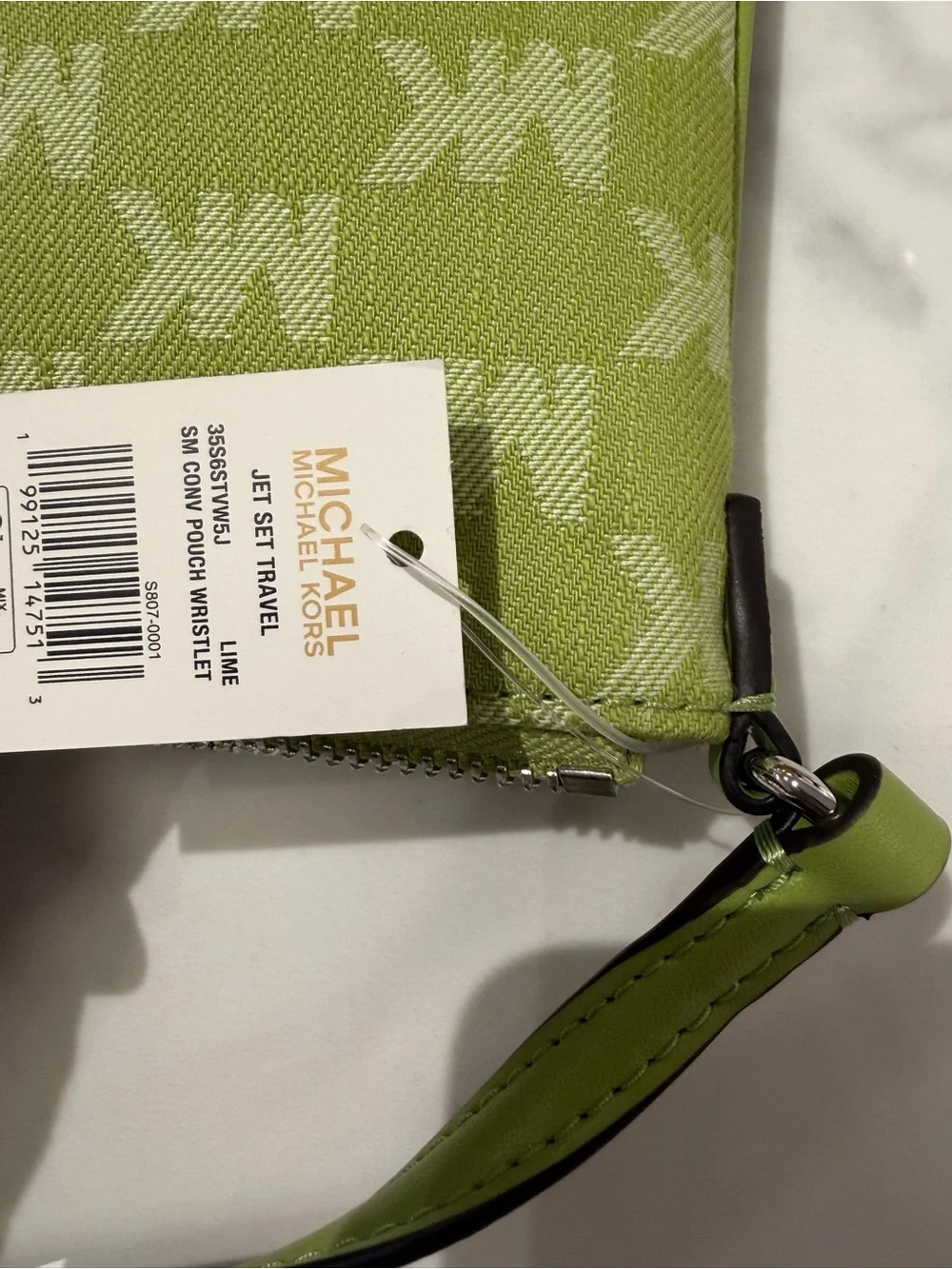 Michael Kors Signature Wristlet Clutch signature logo pink / brown/green